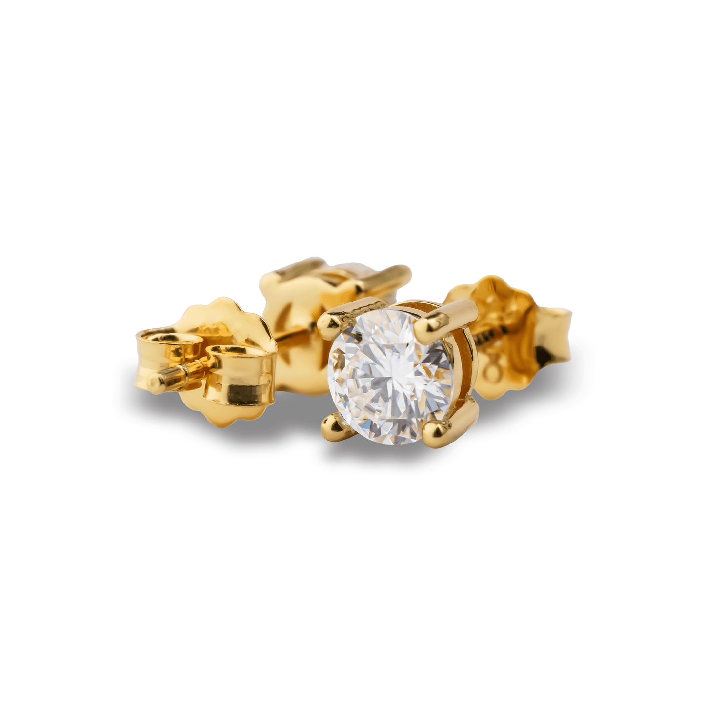 Eksklusive 4-klør diamantøredobber i gull fra Onyx Oslo – elegante studs med ekte diamanter.