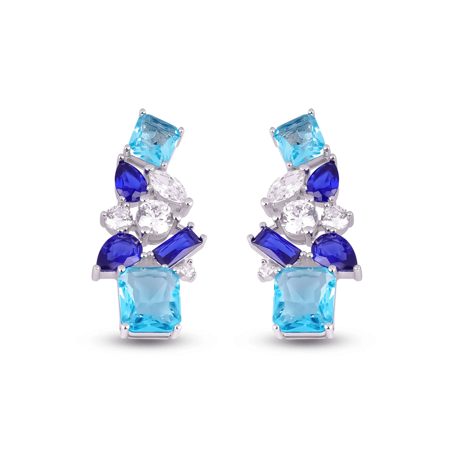 Blue Quartz Earrings in silver material with gold plating - Onyx Oslo