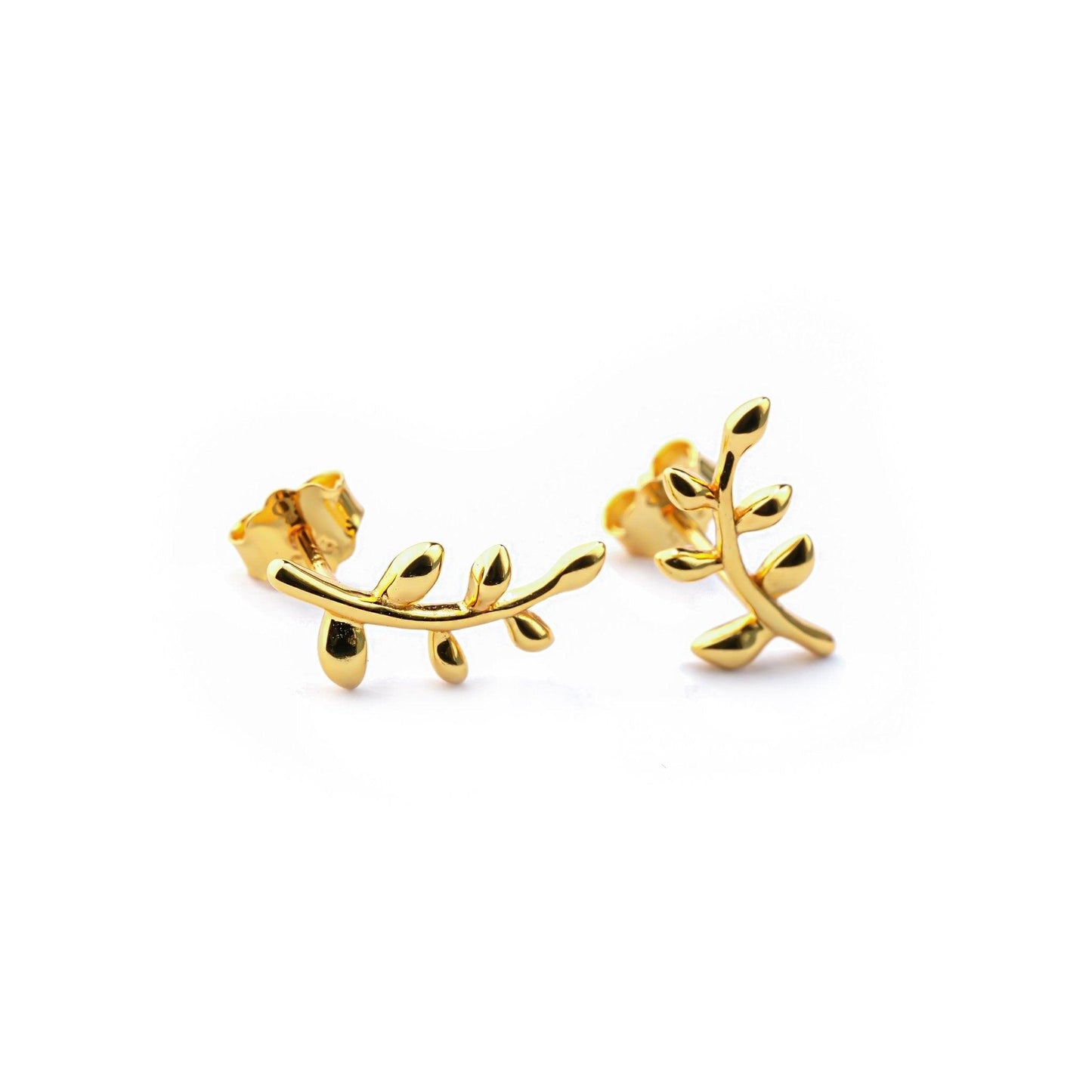 Gold Leaf studs - Onyx Oslo