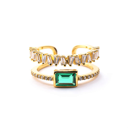 Lab Emerald Double Ring - Onyx Oslo