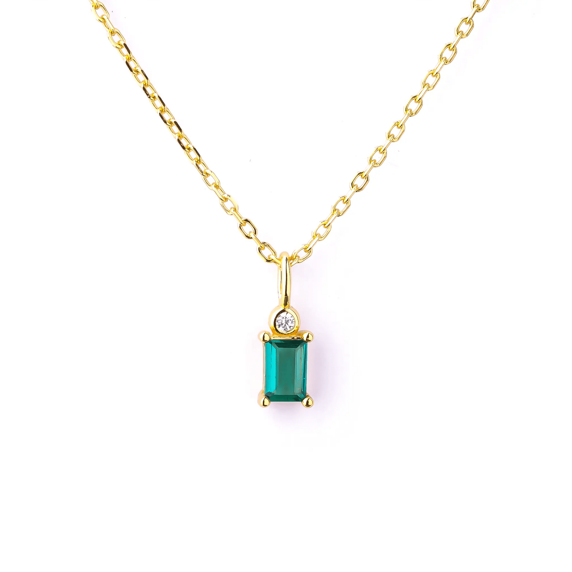 Lab Emerald Pendant with Chain - Onyx Oslo